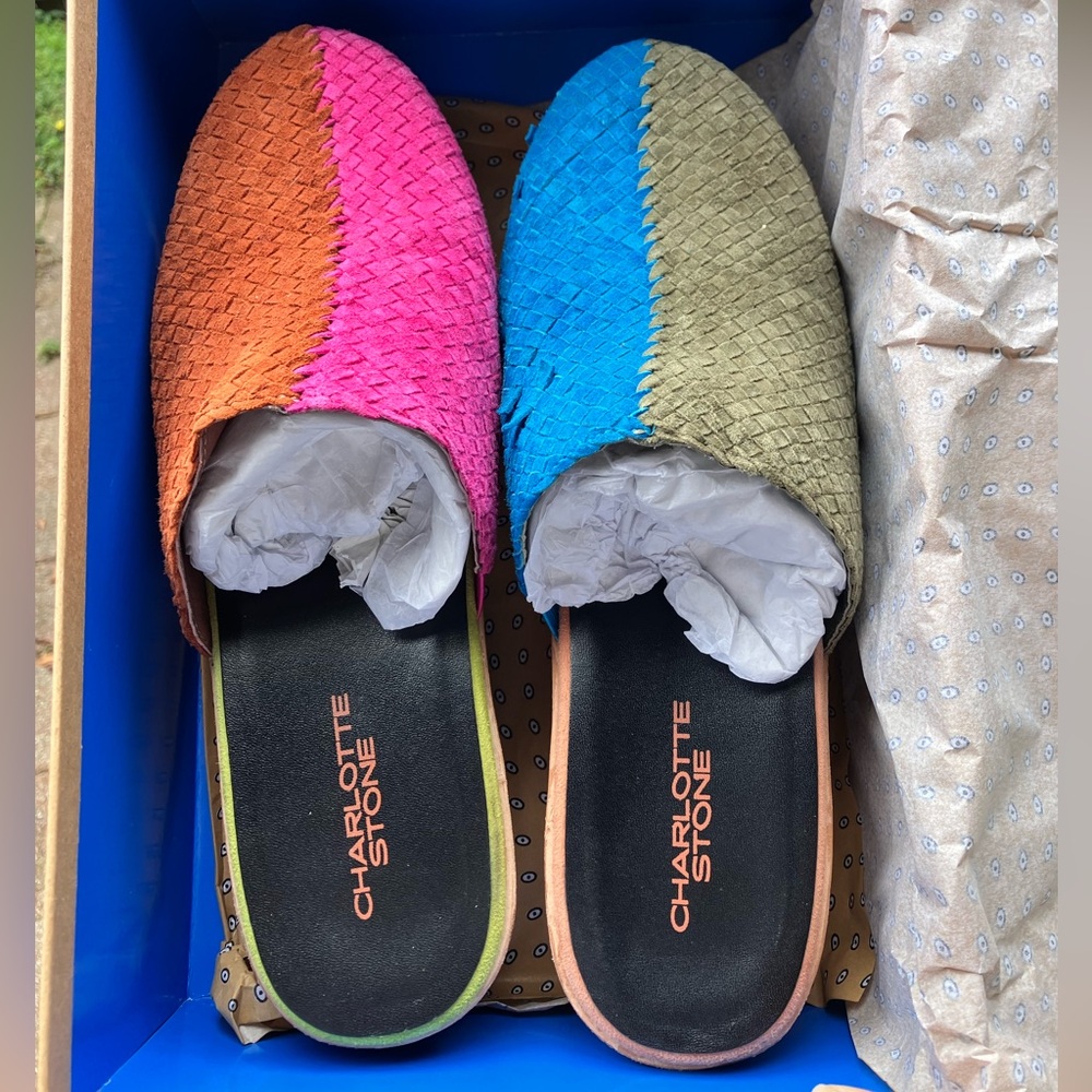 EUC Martino Slide Mules in Nassau Charlotte Stone. 11